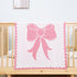 Personalized Name Knit Baby Blanket Custom Woven Bow Design Soft Minimal Comfort Throw for Newborn Infant Toddler