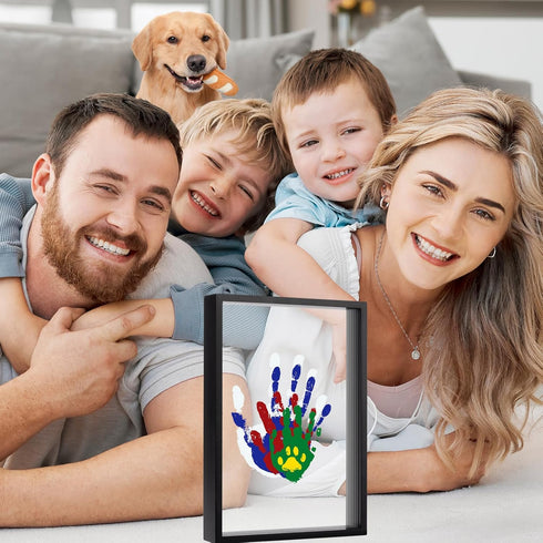 5 Family Handprint Kit, DIY Art Print Wooden Frame for Family Night, Gifts for New Parents, Adoption Gifts, Non-Toxic