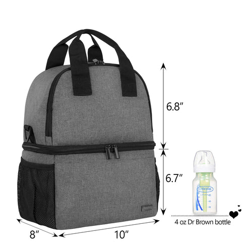 Teamoy Breast Pump Bag Tote with Cooler Compartment for Breast Pump, Cooler Bag, Breast Milk Bottles and More, Double