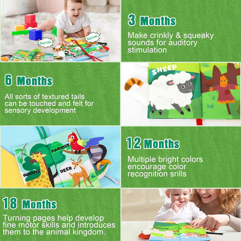 Baby Books 0-6 Months, 2PCS Crinkle Cloth Book for Tummy Time, Newborn Infant Teether Toy, Early Development Soft Toys