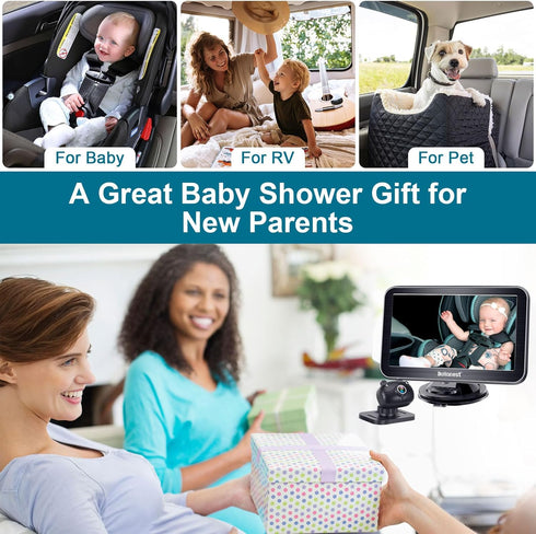 DoHonest 7-Inch: Setup 360 1080P -V9 Baby Car Camera USB Plug and Play Easy Degree Rotating Backseat Camera Two Kids HD