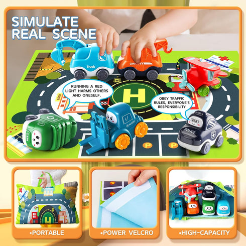Truck Car Toys for 1 Year Old Boy with Playmat (Storage Bag) | Baby Toys 12-18 Months