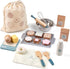 Toywoo Wooden Play Food Sets for Kids, Pretend Play Kitchen Accessories with Shopping