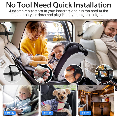 7'' 1080P 150 360 5 Itomoro Rear Facing Mirrors, HD Baby Car Camera, Infrared Night Vision Function Camera with Wide
