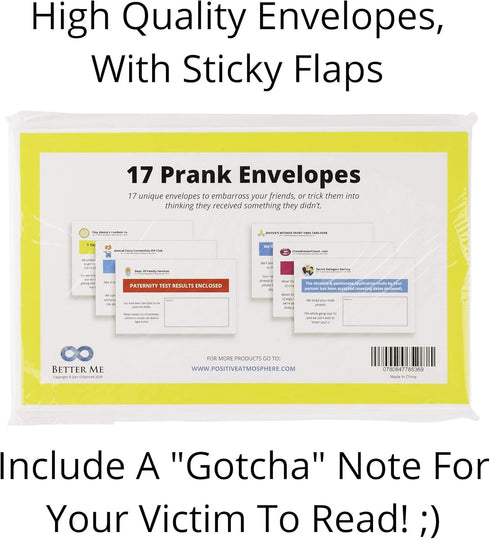 17 Prank Envelopes - Funny Pranks for Adults, Practical Jokes by Mail, Birthday & Holiday Card Envelopes