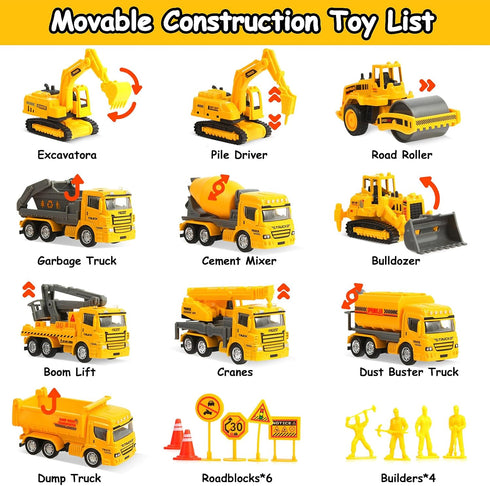 Construction Toys with Sound Books - Dig It! Dump It! Build It! Board Book with 10 Buttons & 20 PCS Toys