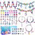 AIPRIDY Charm Bracelet Making Kit, Unicorn Mermaid Crafts Gifts Set for Girls 5-12 Years Old (84 Pieces)