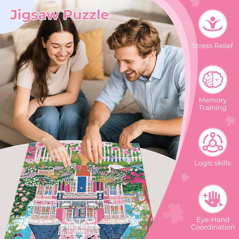 Nitktaia 500 500 Puzzles,20.5x15 Puzzles for Adults Pieces,Beautiful Manor Puzzle for Adults Pieces,Spring Garden House