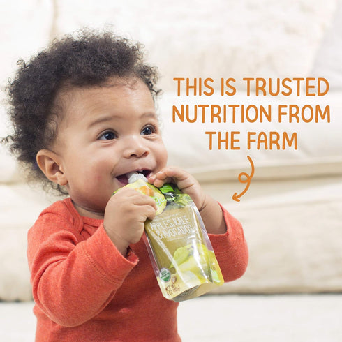 2 4 (Pack 16) Happy Baby Organics Stage Baby Food Pouches, Gluten Free, Vegan & Healthy Snack, Clearly Crafted Fruit