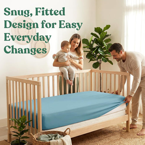 MIMINESTBABY 28x52 2-Pack Comfort Baby Crib Sheets: Soft Fitted Crib Sheet That Stays Put, Universal Fit for Crib