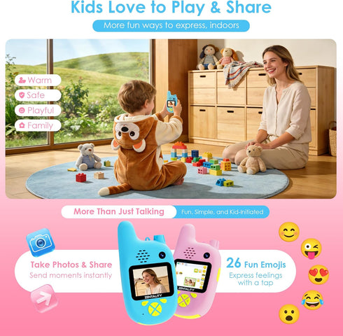 ZENTALITY 312 2-Way 1000ft Video Walkie Talkies for Kids, Toys for Year, Dual Camera, Rechargeable Radio Toy, Send