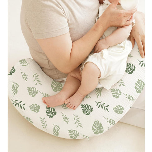 Coreeky 2 Pack, 100% Muslin Nursing Pillow Covers, Soft & Adorable Slipcovers with Zipper Closure, Cotton Covers