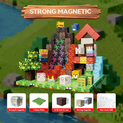 powerful xishan 150 3+, 4 PCS Magnetic Blocks, Magnetic Building Blocks Cubes, Farm Magnet Toys for Kids Ages Magnet