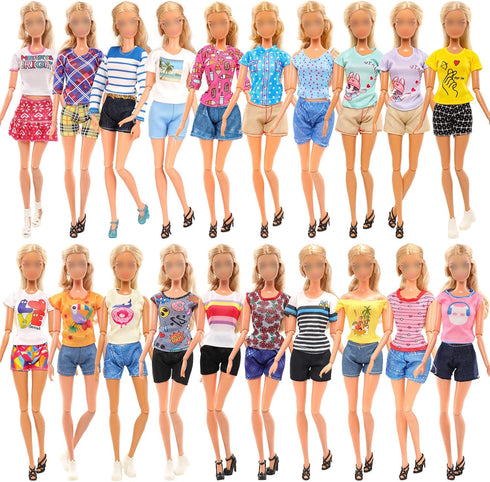 BARWA 10 Sets Doll Clothes - 5 Bikini Swimsuits and 5 Outfit Tops with 10 Shoes for 11.5 Inch Dolls