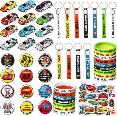 98 PCS Race Cars Party Favor Supplies Kit with Mini Race Cars Toys, Birthday Themed Decoration Set