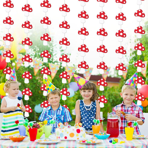 Sinload 8 Pcs Mushroom Theme Garlands Fairy Birthday Party Decorations Forest Wonderland Paper Cutouts Banners