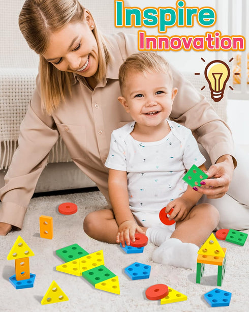 Montessori Toys for 1-3 Year Old Boys and Girls, Wooden Sensory Toys for Ages 2-4, Educational Toddler Learning