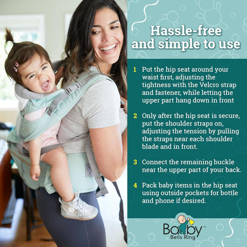6-in-1 43 Inches, 2-36 6-45 lb Baby Carrier - Ergonomic Soft Carrier with Hip Seat and Large Storage, Front and Back