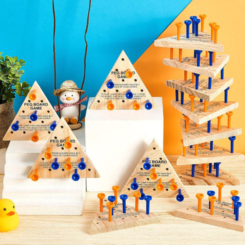 24 Pack Wooden Triangle Peg Game, Triangle Wooden Board Games, Family Travel Games, Fun Triangle Puzzle Toy