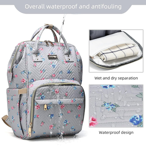 GAIVP Backpack Diaper Bag for Women, Baby Bags for Girls,Diaper Bag with Changing Pad, and Insulated Pockets-Grey