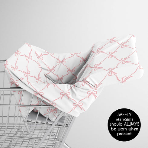 Sweet Jojo Designs Baby Car Seat Cover (Pink Bows) for Girls, Infant Multipurpose Nursing, Breastfeeding, High Chair