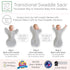 SwaddleDesigns Transitional Swaddle Sack - Arms Up Half-Length Sleeves, Medium, 3-6 Months, Tiny Hedgehogs