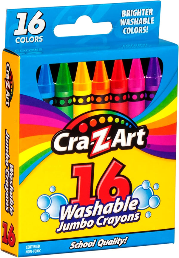 Cra-Z-Art 16ct Washable Jumbo Crayons, Easy Clean Up, Back To School Supply,