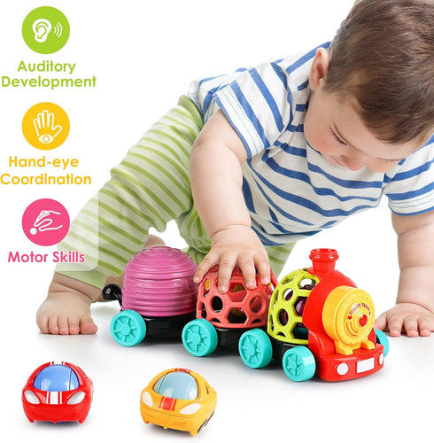 6-12 7 8 9 10 11 18 1 2 iPlay, iLearn Baby Toy Train, Infant Soft Cars for Month Boy, Musical Push N Go Truck, Toddler