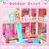 AmiDear 4-Story 11 Playset 3 4 5 6 7 8 9 10 Dollhouse with Rooms, Dream Gift Princess Doll House with Furniture Pool