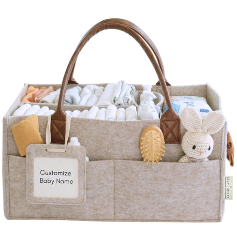 Lily Miles Baby Diaper Caddy Organizer, Nursery Storage Basket for Newborn Essentials,