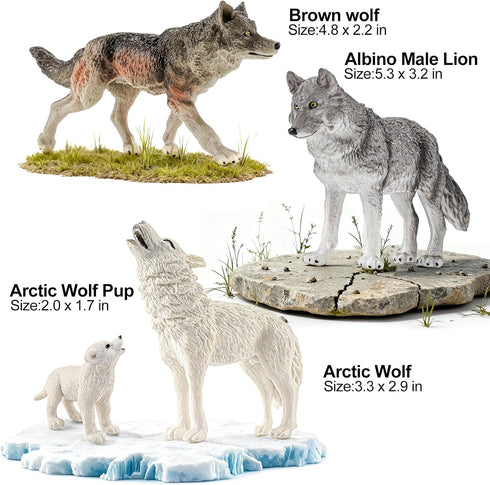 14PCS 3 4 5 6 7, Wolf Toy Animal Figurines, Realistic Plastic Zoo Safari Animal Toys for Toddlers Forest Wolf Animals