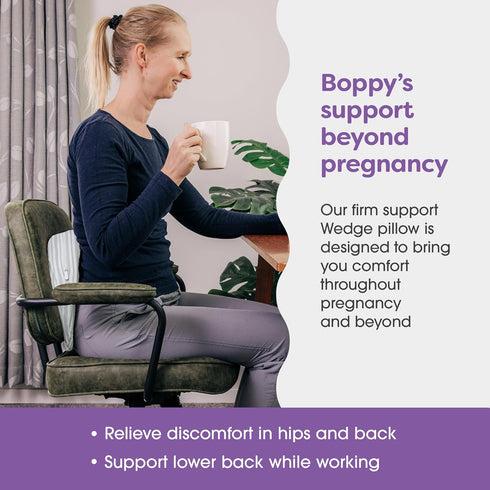 Boppy Wedge Pregnancy Pillow - Compact Support Wedge Maternity Pillow for Back, Knees, Pelvic Floor at Home, Office
