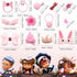 YoungJoy 21 Pcs Doll Hair Play Accessories, Pink Series Hair Brush Set for 18 and 14 Inch Dolls, Beauty Hair Care Tools