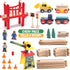 Play22 Set 38 Set 3-4 Wooden Train Toddler Toys - Pieces Wood Train Track for Toddlers Years with Crane, Bridge