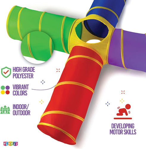 Play22 4-Way Play Tunnel for Kids - 8 Feet Indoor/Outdoor Fun for Kids, Dogs Tunnel Ball Pit