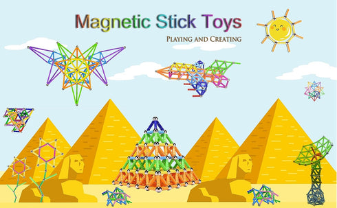 Veatree 160pcs Magnetic Building Blocks Toys, 2.3" Magnetic Sticks and Non-Magnetic Balls, 3D STEM Toys with Bag