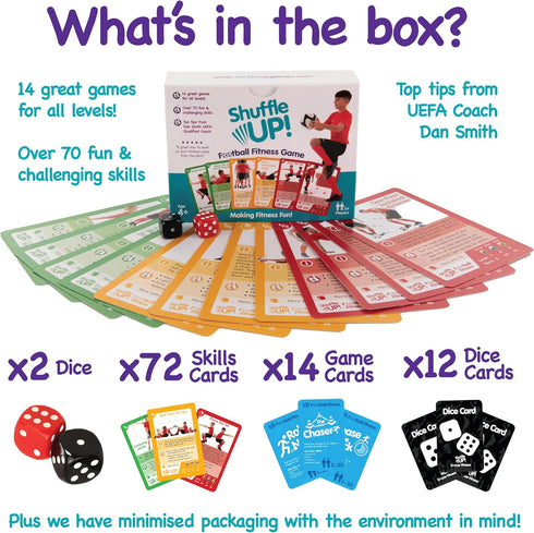 70+ 2 Shuffle Up Soccer Card Games - Fun & Active Skills Cards for Kids, Fitness Cards Develop Fundamentals, Stamina