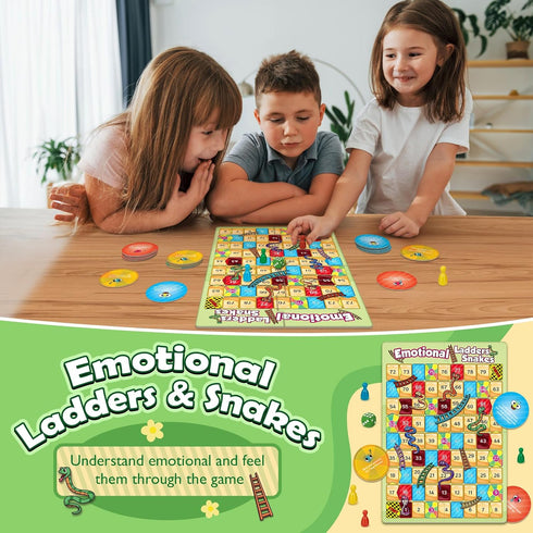 Broytain Emotional Board Games for Kids,Ladders and Snakes Board Game,Learning Resources,Social Skills Emotional