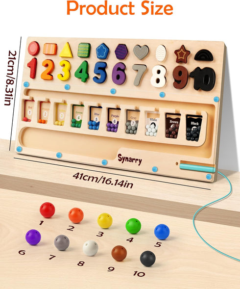 3 1 3+ Counting SYNARRY in Montessori Toys for Year Old, Educational Magnetic Color and Number Maze, Shape & Number