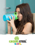 Kids Water Bottle 12oz Pink | Insulated, Double Wall Stainless Steel | Leak Proof with Straw & Handle | Eco Friendly