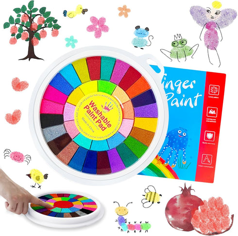 36 Colors Finger Paint Kit,Washable Funny Finger Painting Kit with Book,Art Painting