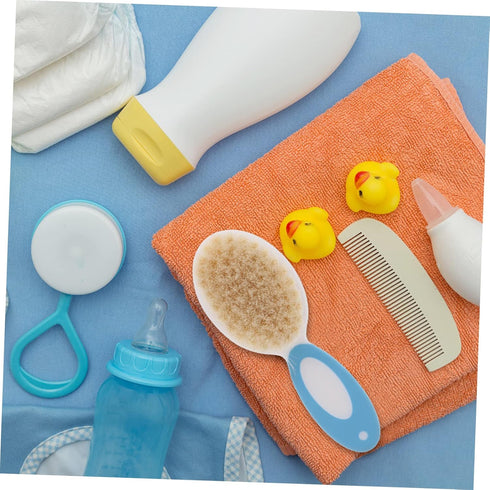Set Baby Shampoo Brush Hair Accessories for Newborns Toddlers Gentle Wool Bristles