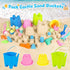 REZUCREY 4 3-10 Beach Toys for Kids Toddlers, Sand Castle Toys with Sand Bucket and Shovels, Mesh Bag & Molds, Ice