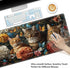 Playmat for MTG - Stitched Card Game Mat with Magic Zones, 24 x 14 inches - Cat Hydrangea Flower