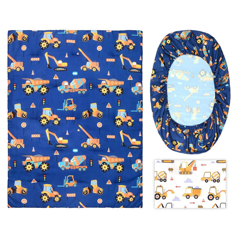 Set 3 Sets Set UOMNY Crib Bedding for Boys Piece Engineering Vehicle Baby Boy Crib Bedding with Baby Comforter Crib