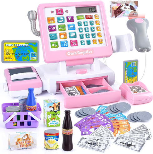 PLAY Kids Cash Register Toy - Pretend Play Calculator Register Toys with