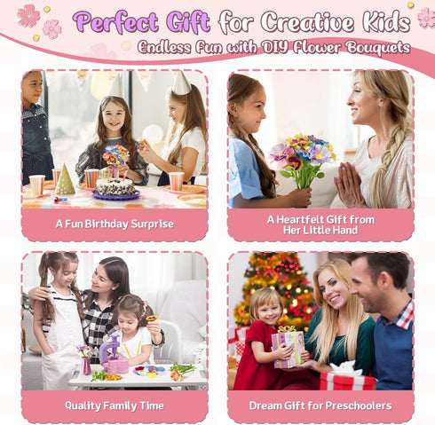 JUMP PASS BY 3 4 5 6 7 8 9+, Fabric Flower Bouquets Toys Mess-Free Flower Crafts for Kids & DIY Arts and Kid Crafts