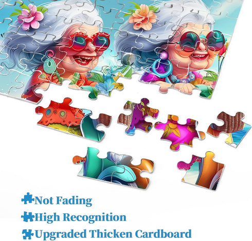 PICKFORU Summer 1000 Beach Piece Puzzle for Adults, Funny Beach Ride Jigsaw Puzzles, Unique Difficult Grandma