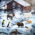 Toymany 14PCS Tiny Polar Animal Figurines, Plastic Arctic Animal Set for Kids Birthday Party Gifts