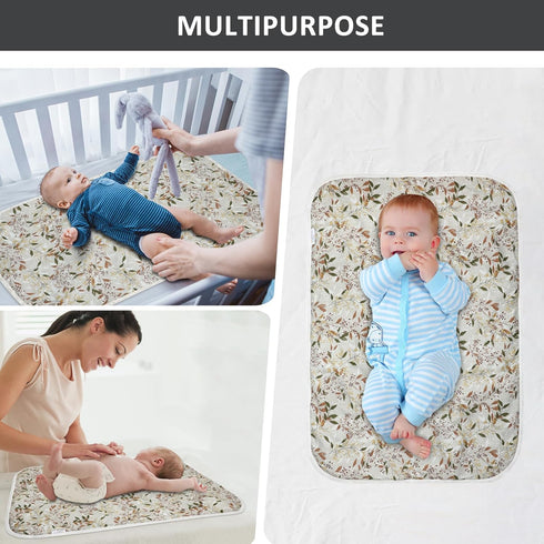 21 5/8" 31.5" Mat(Leaf1PCS) Baby Diaper Changing Pad, x Waterproof Changing Pad Liners - Reusable Soft and Absorbent